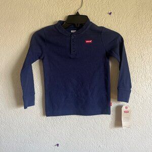Boys Blue Levi's Waffle Thermal Long Sleeve Tee NWT